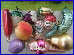 Italian Hand Blown Glass Christmas Ornaments Various Assorted Fruit & Veggies