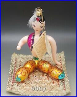 Italian Mercury Glass Aladdin On Magic Carpet Christmas Ornament By Laved