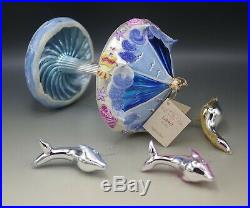 Italian Mercury Glass Carousel XL Christmas Ornament Dolphins Radko Style Nib