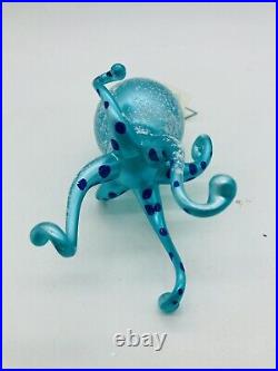 Italian Soffieria De Carlini Blown Glass Christmas Ornament Octopus 2002