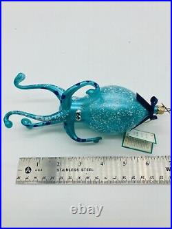 Italian Soffieria De Carlini Blown Glass Christmas Ornament Octopus 2002