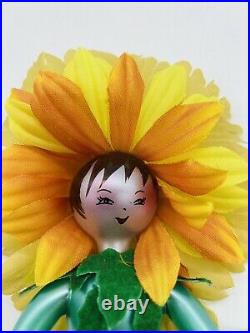 Italian Soffieria De Carlini Blown Glass Christmas Ornament Sunflower Lady
