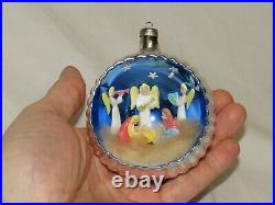 Italy 3D Diorama Jumbo Glass Baby Jesus Mary Antique Christmas Ornament 1950's