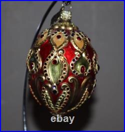JAY STRONGWATER Glass Egg Christmas Ornament MADE IN POLAND Stunning Design