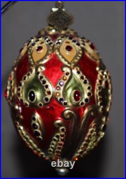 JAY STRONGWATER Glass Egg Christmas Ornament MADE IN POLAND Stunning Design