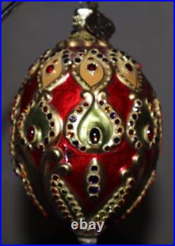 JAY STRONGWATER Glass Egg Christmas Ornament MADE IN POLAND Stunning Design