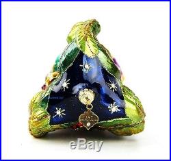 Jay Strongwater 3 Wiseman Nativity Glass Christmas Ornament Swarovski New Box