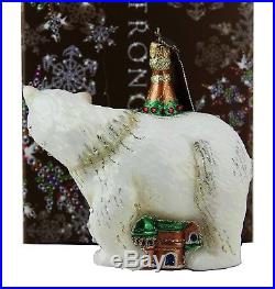 Jay Strongwater Amazing Palace & Polar Bear Glass Christmas Ornament New Box
