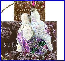 Jay Strongwater Amazing Two Turtledoves Glass Christmas Ornament New Box