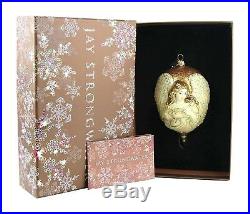 Jay Strongwater Angel Egg Golden Perl Glass Christmas Ornament New Box