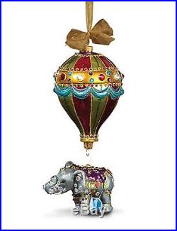 Jay Strongwater Balloon with Elephant Glass Christmas Ornament Jewel NIB