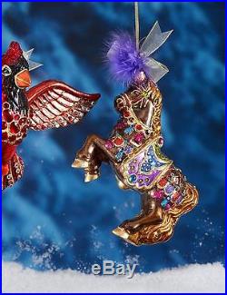 Jay Strongwater Carousel Horse Glass Christmas Ornament New in Jay Box