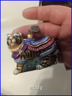 Jay Strongwater Carousel Tiger Glass Christmas Ornament Jewel Poland with Box