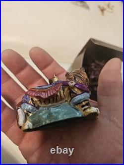 Jay Strongwater Carousel Tiger Glass Christmas Ornament Jewel Poland with Box