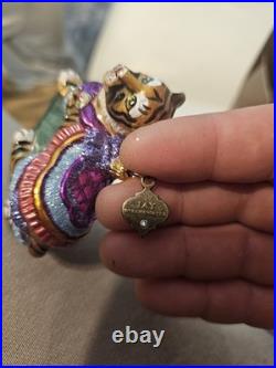 Jay Strongwater Carousel Tiger Glass Christmas Ornament Jewel Poland with Box