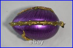 Jay Strongwater Christmas Ornament Gecko Egg Purple Blown Glass Swarovski NOS
