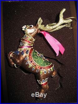 Jay Strongwater Dasher Reindeer Glass Christmas Ornament New in Jay Box