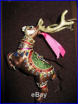 Jay Strongwater Dasher Reindeer Glass Christmas Ornament New in Jay Box