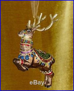 Jay Strongwater Dasher Reindeer Glass Christmas Ornament (New in box)