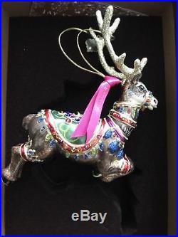 Jay Strongwater Dasher Reindeer Glass Christmas Ornament (New in box)