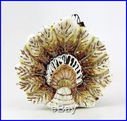 Jay Strongwater Fantail Golden Peacock Glass Christmas Ornament New Box