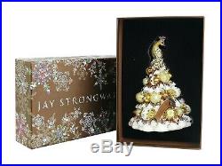 Jay Strongwater Golden Peacock Tree Glass Christmas Ornament New Box