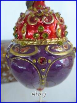 Jay Strongwater Jeweled Top Glass Christmas Ornament New Swarovski Crystal