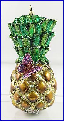 Jay Strongwater Large Pineapple Glass Christmas Ornament New