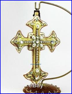 Jay Strongwater Medieval Cross Glass Christmas Ornament Swarovski New Box