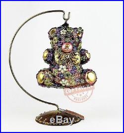 Jay Strongwater Mille Fiori Teddy Bear Glass Christmas Ornament No Stand New