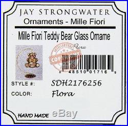 Jay Strongwater Mille Fiori Teddy Bear Glass Christmas Ornament No Stand New