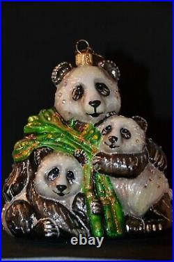 Jay Strongwater Mother and Baby Panda Christmas Ornament Retired New in Box