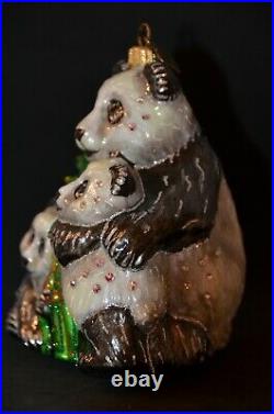 Jay Strongwater Mother and Baby Panda Christmas Ornament Retired New in Box