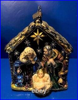 Jay Strongwater Nativity Christmas Ornament Double Side Holy Family Animals NIB