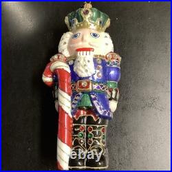 Jay Strongwater Nutcracker Glass Christmas Ornament Hanging Embellished