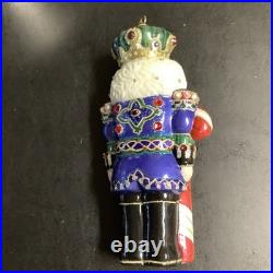 Jay Strongwater Nutcracker Glass Christmas Ornament Hanging Embellished