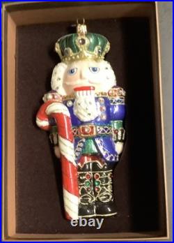 Jay Strongwater Nutcracker Glass Christmas Ornament Hanging Embellished