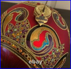 Jay Strongwater Round Glass Handmade Ornament withStand 2002 NO BOX