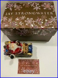 Jay Strongwater Santa On a Sleigh Christmas Ornament Original Box
