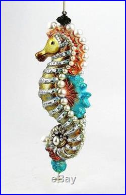 Jay Strongwater Sea Life Seahorse Oceana Glass Christmas Ornament New Box