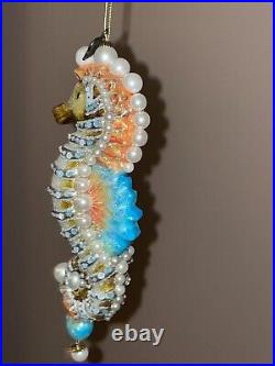 Jay Strongwater Sea Life Seahorse Oceana Glass Christmas Ornament Pristine
