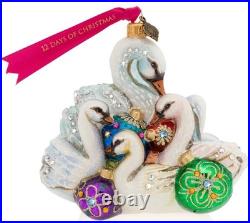 Jay Strongwater. Seven Swans of Swimming Glass Ornament