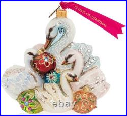 Jay Strongwater. Seven Swans of Swimming Glass Ornament