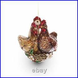 Jay Strongwater Three French Hens Glass Ornament #sdh2240-280 Brand Nib F/sh