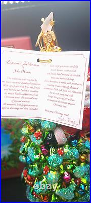 John Huras Santa by the Christmas Tree Holiday Glass Ornament New In Box