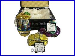 Joy To The World Ornaments Glass Poland Free Ride Taxi New York Hand Painted Joy To The World Ornaments Glass Poland Free Ride Taxi New York Hand Painted