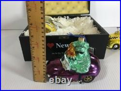 Joy To The World Ornaments Glass Poland Free Ride Taxi New York Hand Painted Joy To The World Ornaments Glass Poland Free Ride Taxi New York Hand Painted