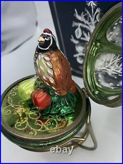 KOMOZJA MOSTOWSKI glass CHRISTMAS ORNAMENT Musical egg Bird Music box Polish