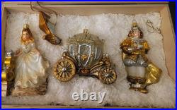 Komozja Mostowski Cinderella 4 pc. Ornament Set Blown Glass Poland- Wood Box