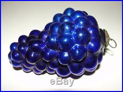 Kugel 4.25 Cobalt Blue Glass Grapes Cluster Christmas Tree Ornament Germany